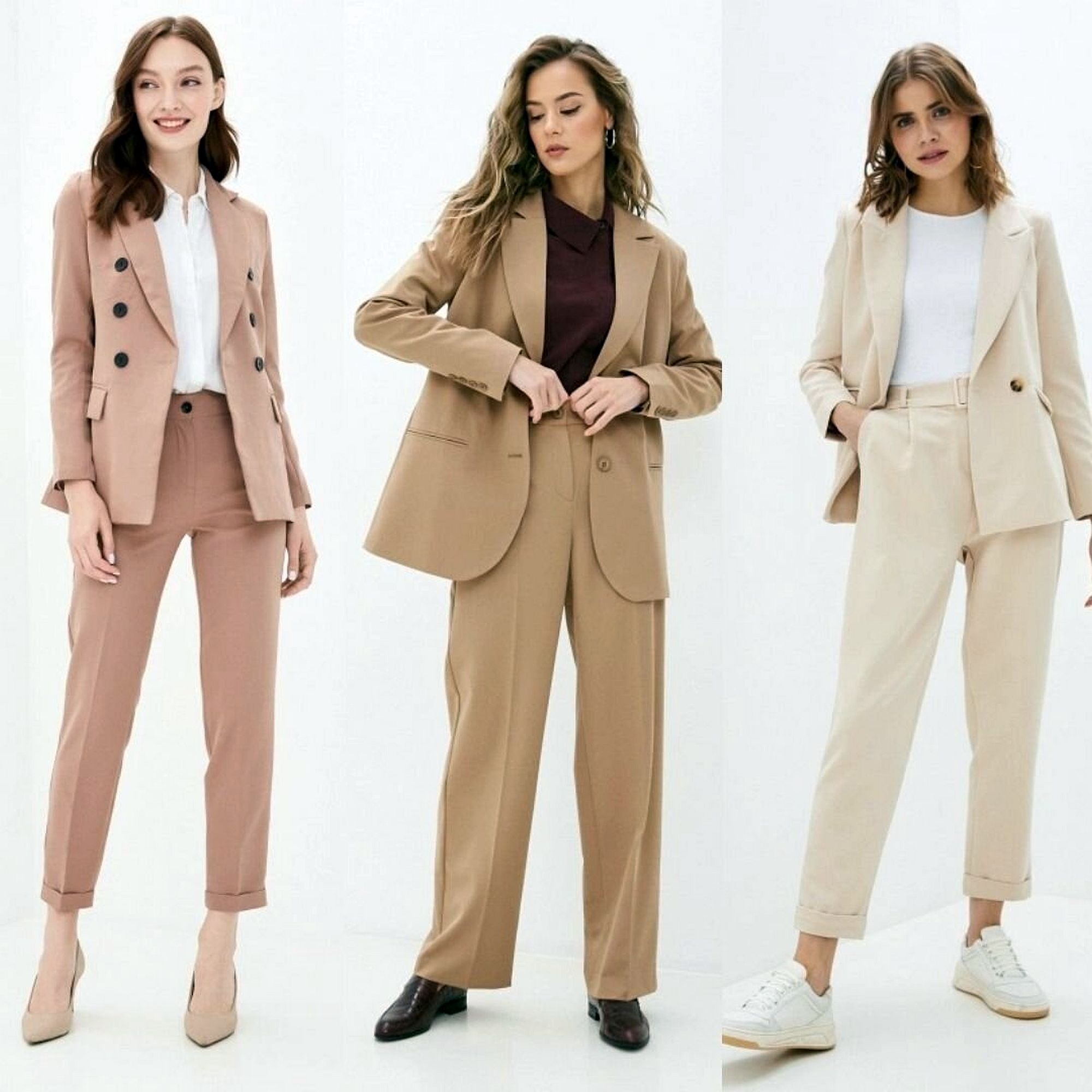 Весенний look // Бежевый брючный костюм
